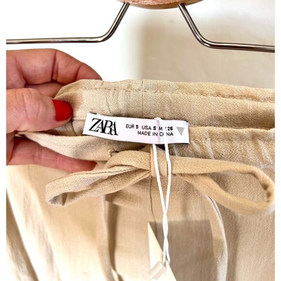 Zara Tan Wide Leg Pull On Trouser - Picture 7 of 7